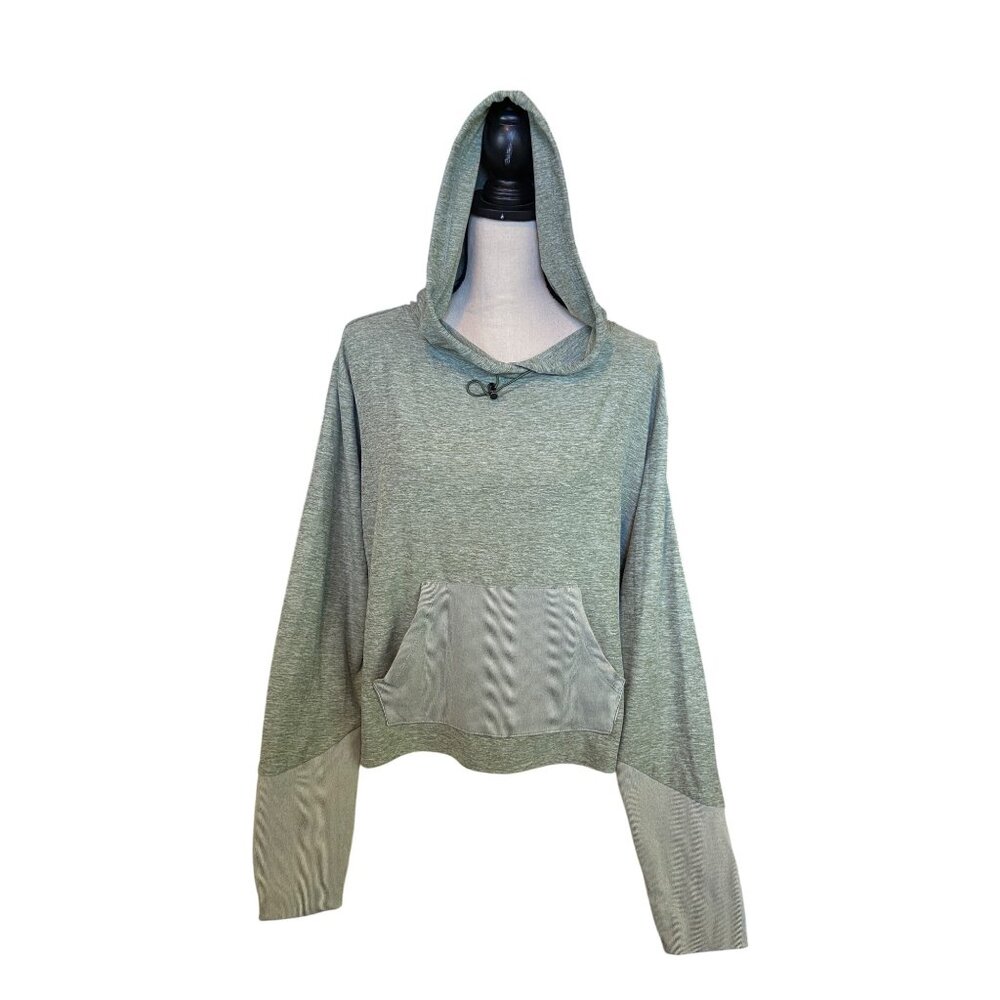 Nine West Active Womens XL Hooded Sweatshirt Pullover Green Finger Slot